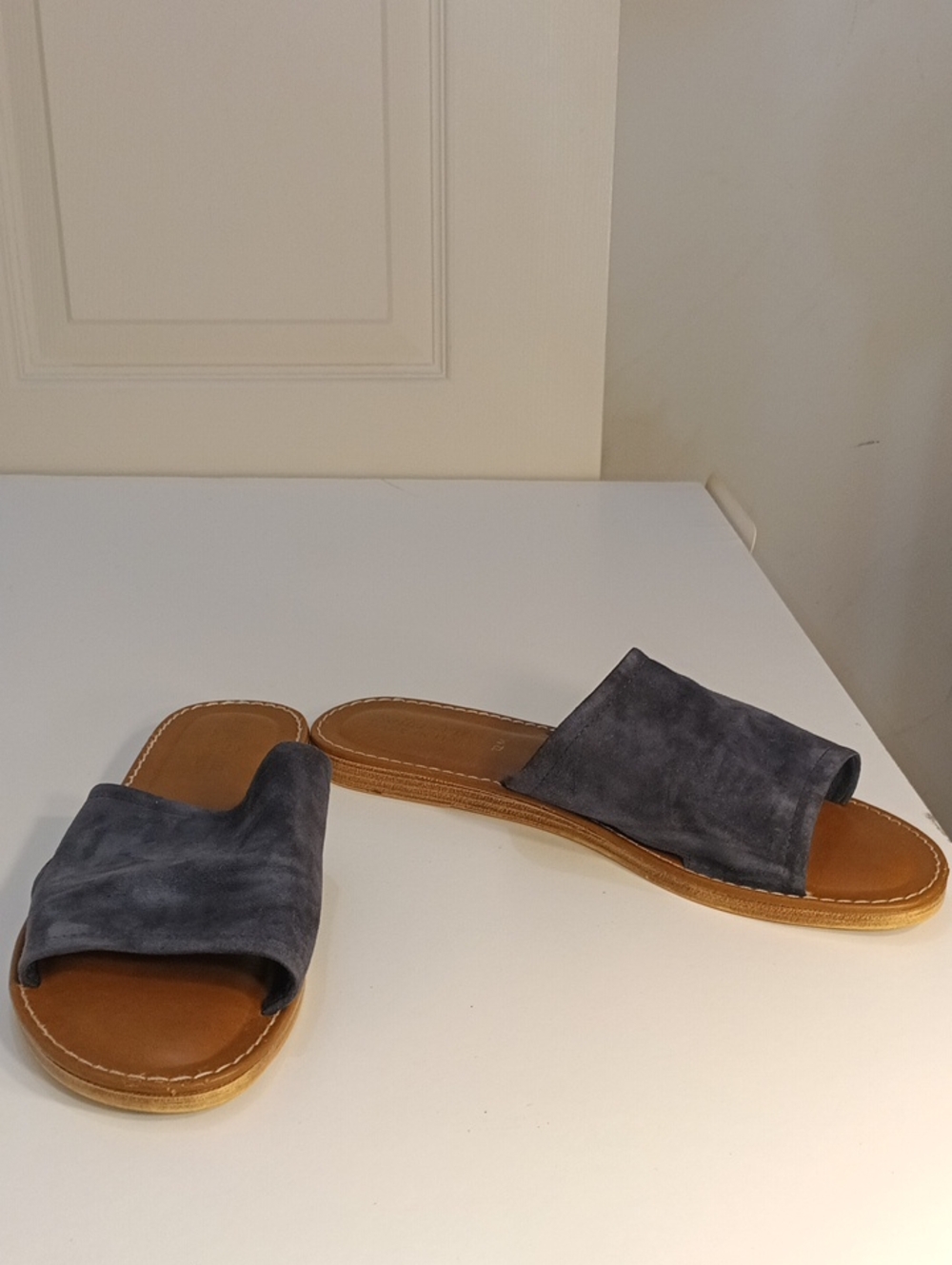 Bella Vita Blue Suede Flat Sandals